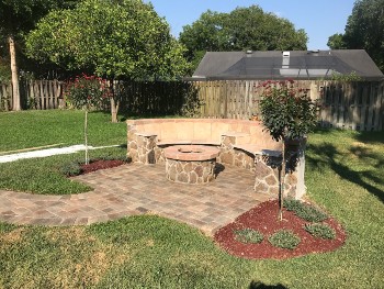 Old and unmaintained stone patio requires residential house cleaning
